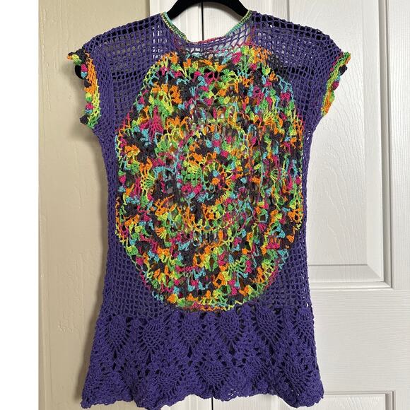 Handmade Purple Colorful Rainbow Crochet Top - Picture 4 of 7
